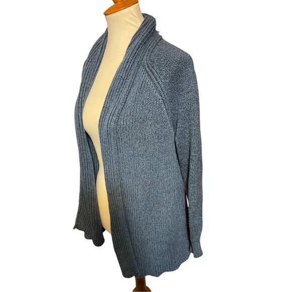 L.L. Bean Women’s Open Front Knit Cardigan Sweater Size Large Petite Slate Blue - Picture 9 of 11